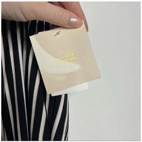 14th & Union Black Pioneer Pinstripe Tapered Leg Tie Waist Pants - Picture 6 of 8